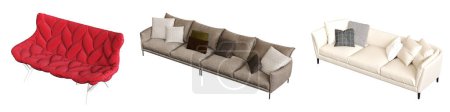 Photo for Comfortable sofa isolated on white background, interior furniture, 3D illustration - Royalty Free Image