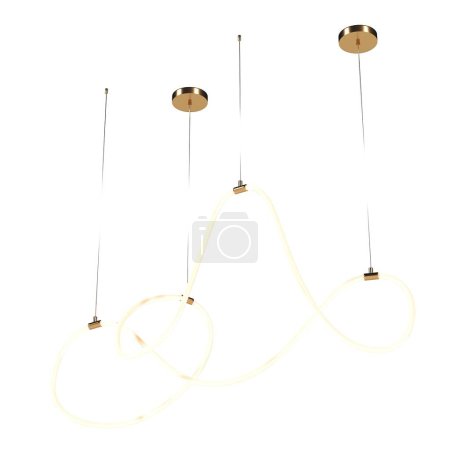 Photo for Chandelier on ceiling isolated on white background, hanging lamp, pendant light, 3D illustration - Royalty Free Image
