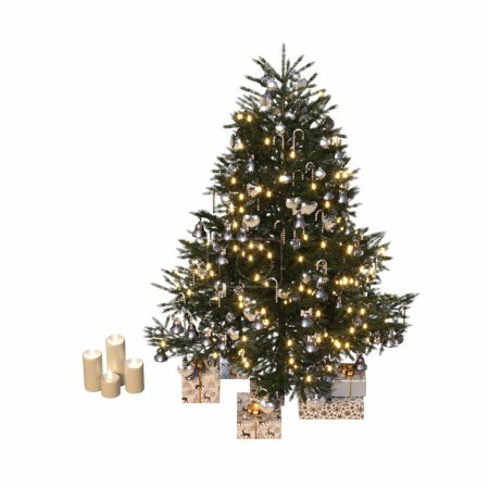 Photo for Christmas tree with decorations, isolated on white background, 3D illustration - Royalty Free Image