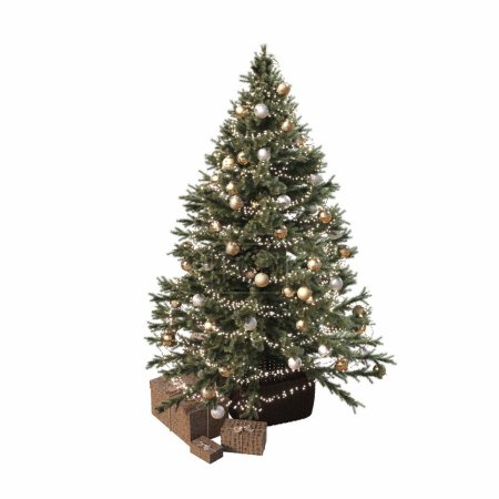 Foto de Árbol de Navidad con decoraciones, aislado sobre fondo blanco, ilustración 3D - Imagen libre de derechos