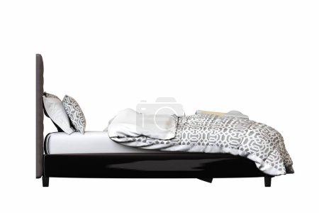 Photo for Double bed isolated on white background, interior furniture, 3D illustration - Royalty Free Image