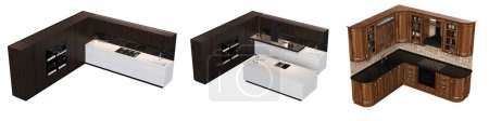 Photo for Kitchen furniture isolated on a white background, 3d illustration, cg render - Royalty Free Image