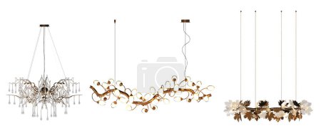 Photo for Chandeliers set  isolated on white background 3D illustration - Royalty Free Image