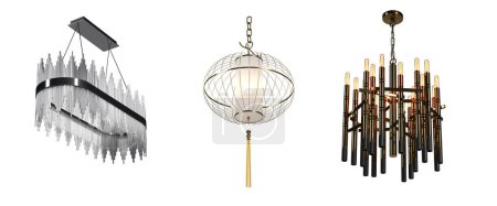 Photo for Chandeliers set  isolated on white background 3D illustration - Royalty Free Image