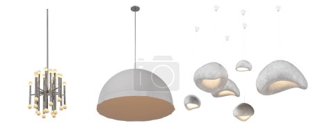 Foto de Juego de lámparas aisladas sobre fondo blanco Ilustración 3D - Imagen libre de derechos