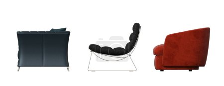 Photo for Set of armchairs isolated on white background, interior furniture, 3D illustration - Royalty Free Image
