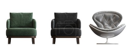 Foto de Conjunto de sillones aislados sobre fondo blanco, muebles de interior, ilustración 3D - Imagen libre de derechos