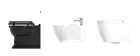 Photo for Set of toilet bowls on white background - Royalty Free Image