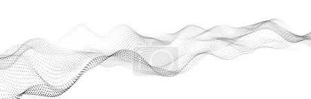 Foto de Onda de partículas que fluyen sobre un fondo blanco. Fondo abstracto con elementos dinámicos de ondas y puntos. renderizado 3d - Imagen libre de derechos