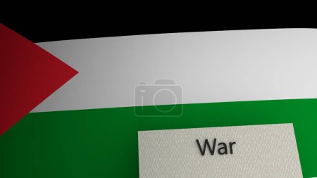 Foto de Representación del texto de guerra sobre la bandera de Palestina. 3d render. ilustración 3d de alta calidad - Imagen libre de derechos