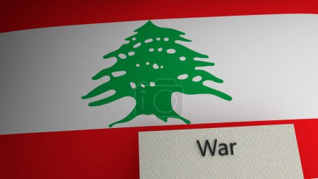Foto de Representación del texto de guerra sobre la bandera del Líbano. 3d render. ilustración 3d de alta calidad - Imagen libre de derechos