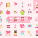 collection of valentines day decorative elements vector elements