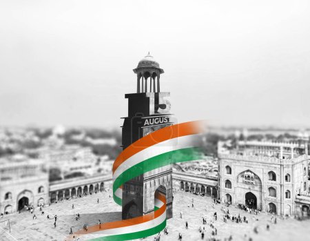 Téléchargez les photos : Célébration du 15 août. Le jour de l'indépendance de l'Inde. Un design vintage d'affiches en noir et blanc pour bannières, publicités, etc. Joyeuse fête de l'indépendance. - en image libre de droit