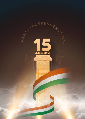 Téléchargez les photos : Célébration du 15 août. Le jour de l'indépendance de l'Inde. Conception créative pour affiches, bannières, publicité, etc. Joyeuse fête de l'indépendance. - en image libre de droit