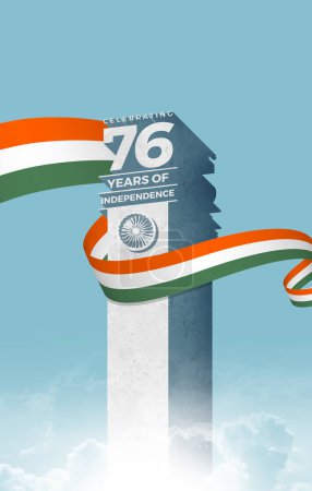 Téléchargez les photos : Joyeuse fête de l'indépendance de l'Inde. Célébration de la 76e fête de l'indépendance. Conception d'affiches conceptuelles et créatives pour la publicité, les bannières, les panneaux et les messages sur les médias sociaux. - en image libre de droit