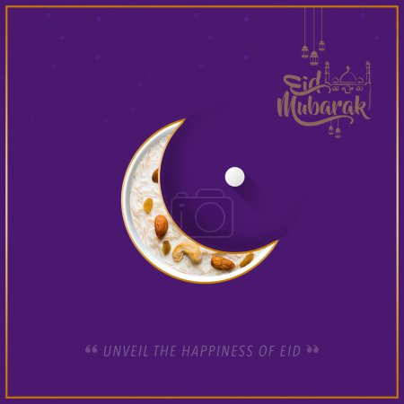 Téléchargez les photos : Design alimentaire créatif pour Eid Moubarak. Le croissant de lune et la calligraphie arabe - en image libre de droit