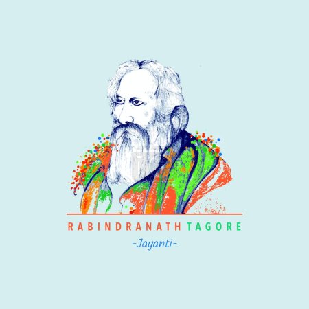 Creative digital illustration of Rabindranath Tagore Jayanti holiday celebration
