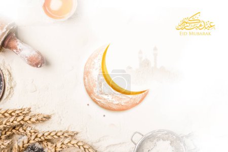 Photo for Eid Mubarak: Poster Design is helpful for flour production firms and the food industry to explore their brand. A conceptual design can help companies stand out in a market and attract new customers. - Royalty Free Image
