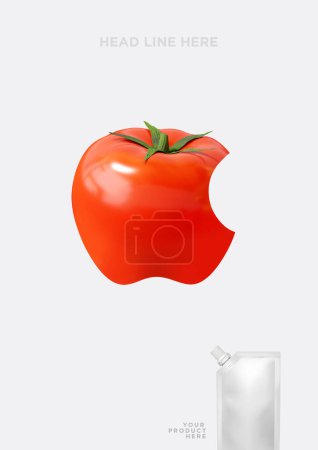 Téléchargez les photos : Un concept créatif d'une bouchée de tomate rouge chaude. Utilisation pour la conception marketing, l'image de marque et la publicité. - en image libre de droit