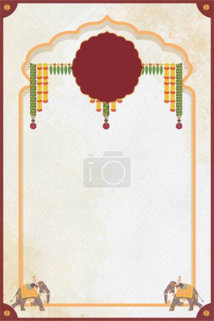 Téléchargez les photos : Un modèle de carte d'invitation utile pour les jours indiens propices, tels que la crémaillère, Puja, mariages, engagements, activités spirituelles, etc.. - en image libre de droit