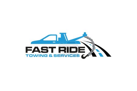 Illustration for Illustration vector graphic of towing truck service logo design suitable for the automotive company - Royalty Free Image