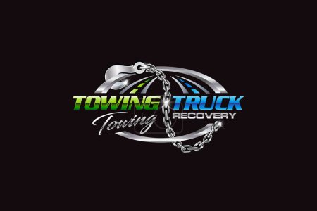 Illustration for Illustration vector graphic of towing truck service logo design suitable for the automotive company - Royalty Free Image