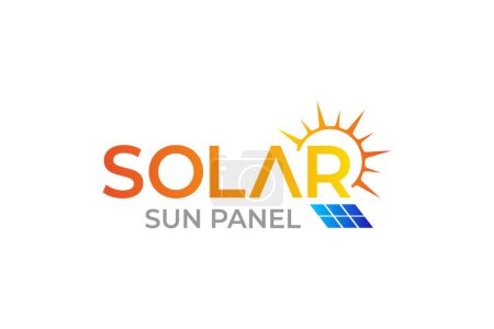 Illustration vector graphic of sun energy solar panels logo design template