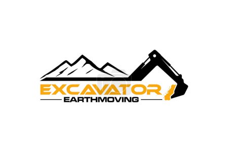 Photo for Illustration vector graphic of earth moving, excavator construction, heavy equipment logo design template - Royalty Free Image