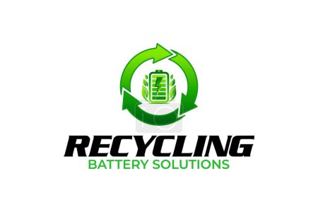 Illustration Vektorgrafik von Batterie-Recycling, eco green recycling logo design template