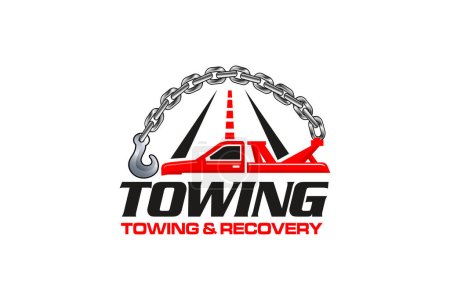 Téléchargez les illustrations : Illustration vector graphic of towing truck service logo design suitable for the automotive company - en licence libre de droit