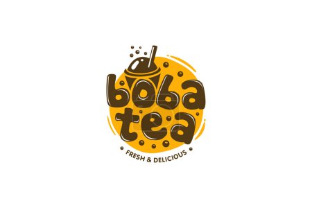 Photo for Illustration vector graphic of bubble tea drink concept logo design template on white background - Royalty Free Image