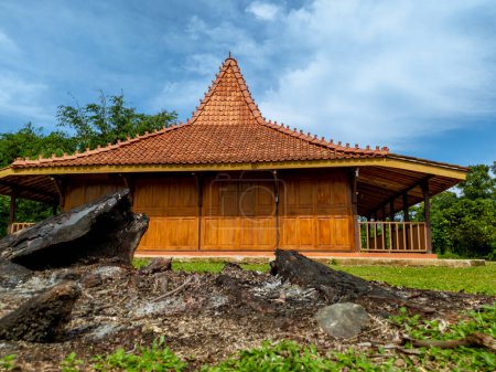 Photo for Javanese traditional houses, Indonesian traditional houses are often called joglo houses, wooden architecture - Royalty Free Image