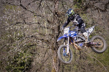 Photo for Perigueux france april 9 2023 : motocross on the dirty ground - Royalty Free Image