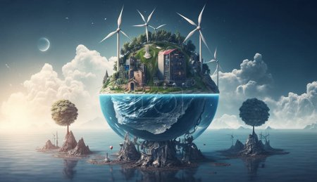 Une ville futuriste respectueuse de l'environnement sur une sphère : protéger la planète