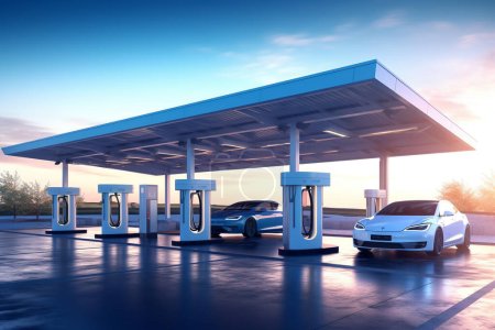 Téléchargez les photos : A Electric Vehicles Revolution: Driving Towards a Sustainable Future. Illustration 3D - en image libre de droit