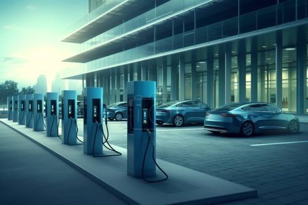 Revolution der Elektrofahrzeuge: Auf dem Weg in eine nachhaltige Zukunft. Illustration 3D