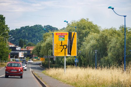 Photo for Perigueux, Dordogne, France June 17 2023 : Exploring the Diversity of Road Signs and Markings - Royalty Free Image