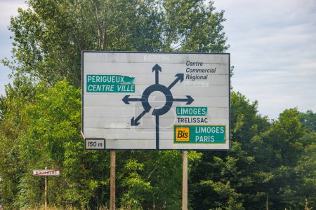 Photo for Perigueux, Dordogne, France June 17 2023 : Exploring the Diversity of Road Signs and Markings - Royalty Free Image