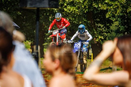 Photo for Trelissac, Dordogne, France, June 25, 2023: Adrenaline-Pumping Motocross Racing Event - Royalty Free Image