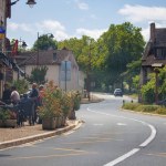 Dordogne, France July 02 2023: Winding Road Through a Picturesque Village
