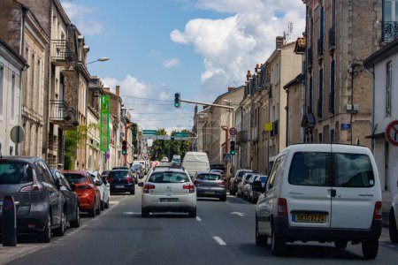Photo for Perigueux, Dordogne, France July 04 2023: Traffic Jam Contributing to Air Pollution - Royalty Free Image