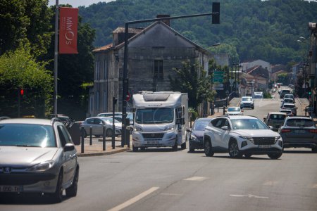 Photo for Perigueux, Dordogne, France July 09 2023: Traffic Jam, Urban Congestion - Royalty Free Image