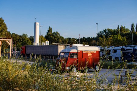Photo for Perigueux, France September 09 2023 : Gourmet on Wheels: Food Truck at the Highway Rest Stop. - Royalty Free Image
