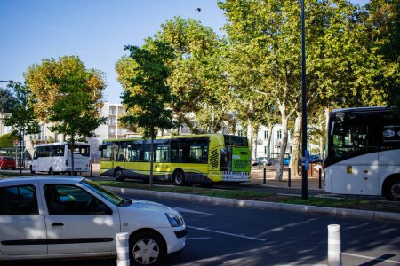 Photo for Perigueux, France September 08, 2023: Double-Edged Sword: Buses Add to, and Solve, Traffic Pollution. - Royalty Free Image