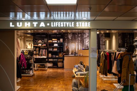 Photo for Airport Helsinki-Vantaa, Finland, October 24, 2023: Luhta Lifestyle Store at the Airport - Royalty Free Image