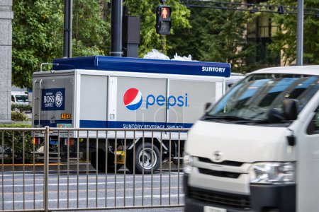 Photo for Tokyo, Japan, 26 October 2023: Pepsi Delivery Truck Parked on a City Street - Royalty Free Image