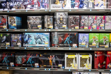 Photo for Tokyo, Japan, 30 October 2023: Assorted figurines and model kits in a Japanese toy store - Royalty Free Image