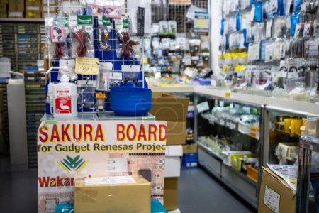 Photo for Tokyo, Japan, 30 October 2023: Electronics and hobby components for sale in a Tokyo store - Royalty Free Image