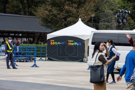 Photo for Tokyo, Japan, 31 October 2023: Event Setup at Soene Akari Park - Royalty Free Image