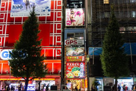 Téléchargez les photos : Tokyo, Japon, 31 Octobre 2023 : Des enseignes lumineuses au néon sur les bâtiments de Tokyo la nuit - en image libre de droit